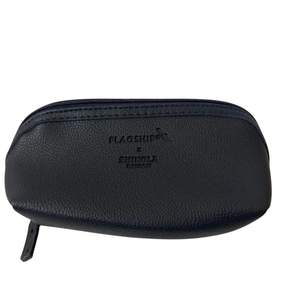 Shinola x Flagship Navy Blue Leather Cosmetic Bag